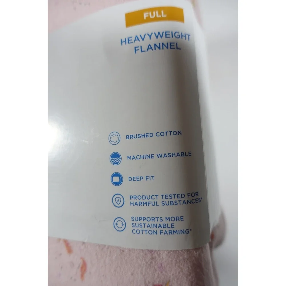The Big One Full Size Flannel Sheet Set Kids Unicorn Pink Heavyweight Deep Fit